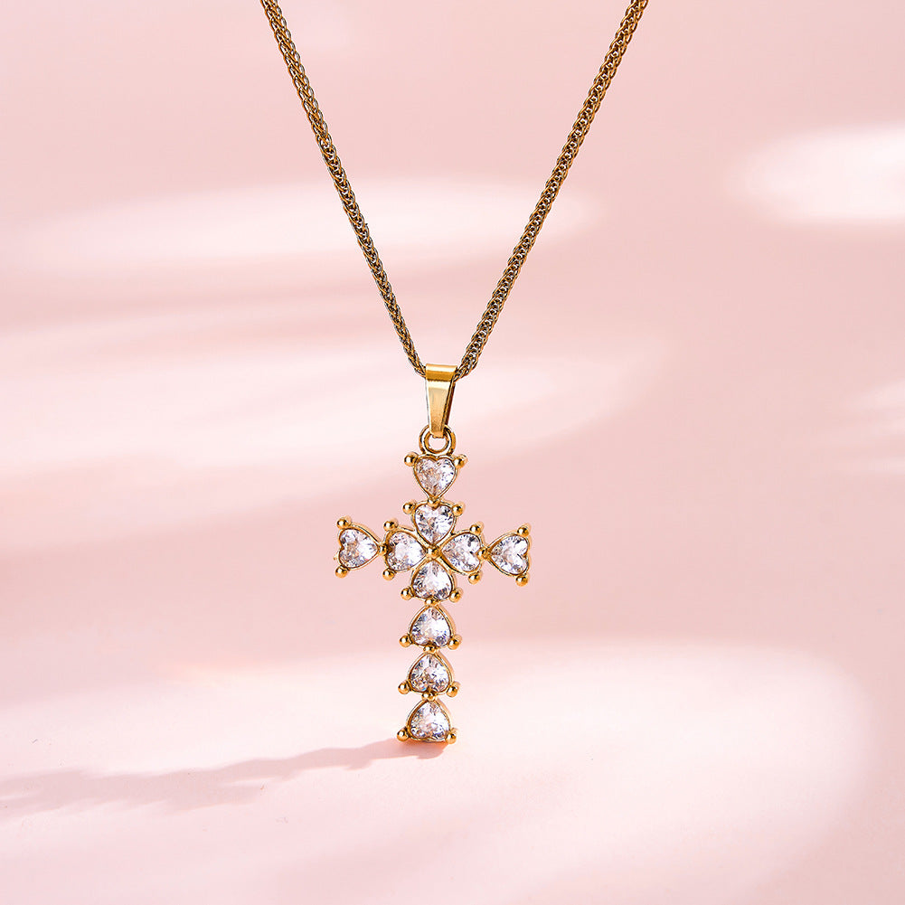18K cross pendant necklace