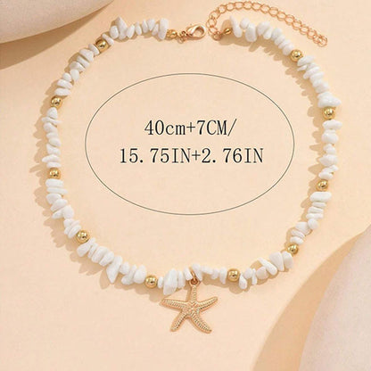 The starfish pendant is designed with an irregular crushed  vacation style chain, which is exquisite