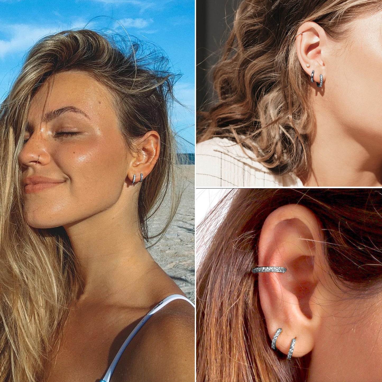 The circular color earrings are versatile. The round coil is slightly inlaid with ear loops and earrings, and the ear rings are straight for hair