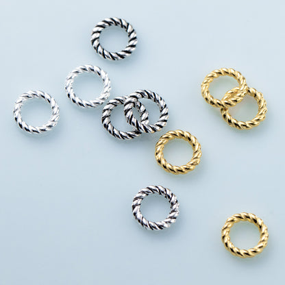 S925 Thai Silver ring, closed circle, floral ring, connecting le, twist pattern ring decoration S0479