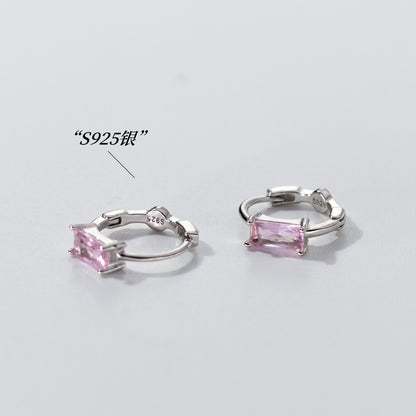 MOQ=2PCS s925 Exquisite colorful square ear le style design elegant and stylish earrings for women M04358