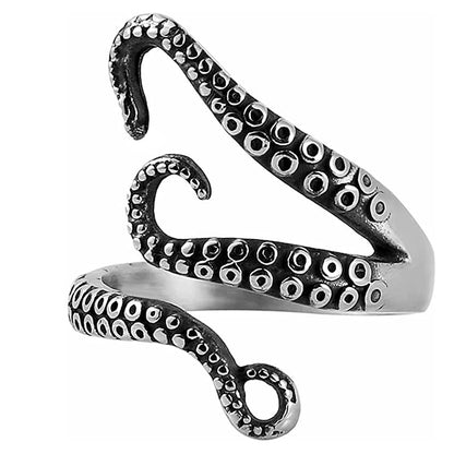 A powerful octopus tentacle open ring, an octopus ring for men's jewelry