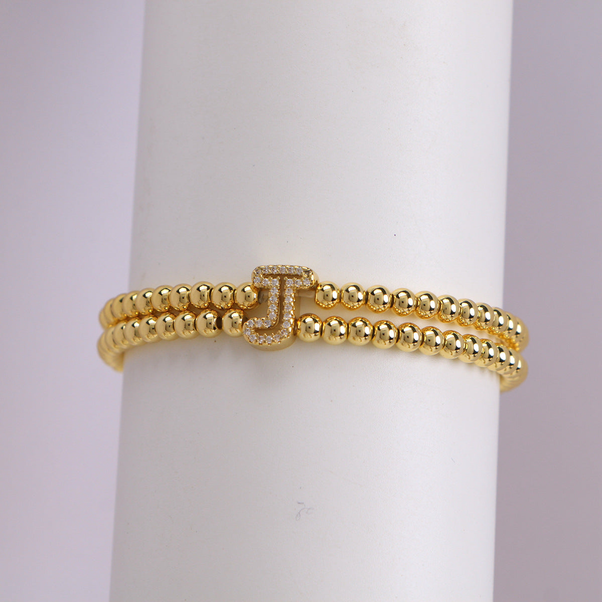 18K Bubble Letter Beaded Bracelet