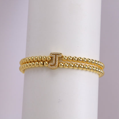 18K Bubble Letter Beaded Bracelet
