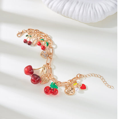 Trendy cherry heart knot bracelet