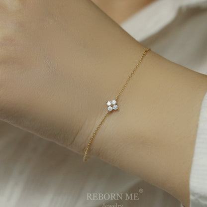 S925 Silver Delicate Floral Charm Bracelet