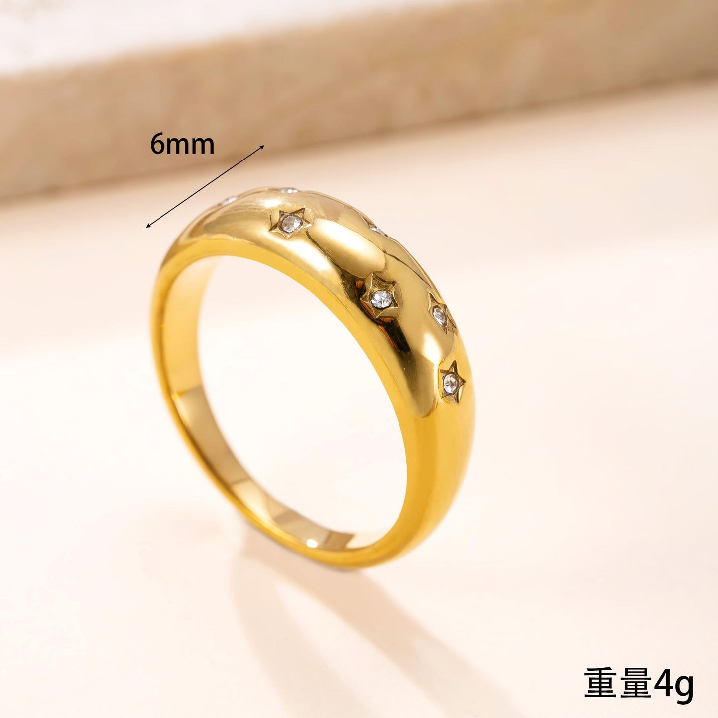 A trendy 18k cast star-studded ring for women