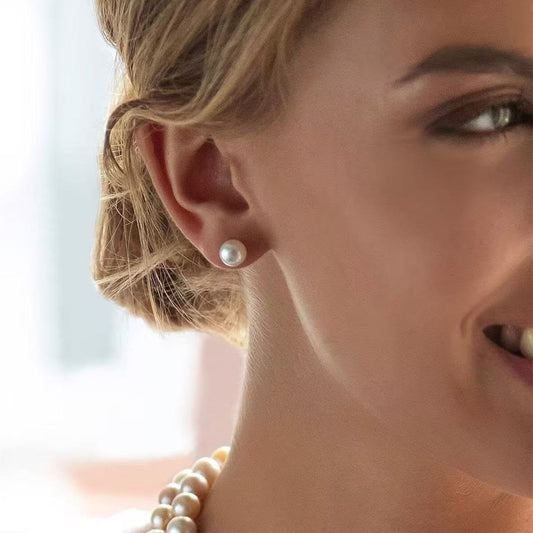 High-end earrings, pearl stud earrings, butterfly earplug style earrings
