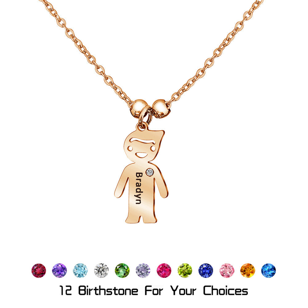 Thanksgiving engraved doll pendant, pendant and chain accessory