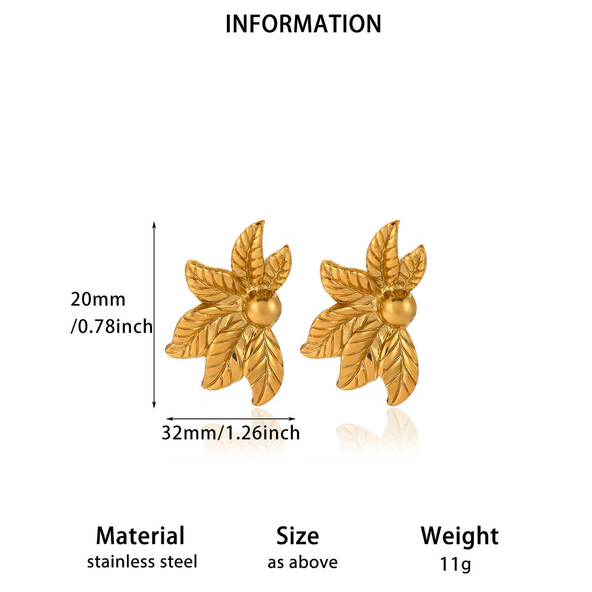 Trendy 18k earrings, high-end three-dimensional stud earrings and earrings
