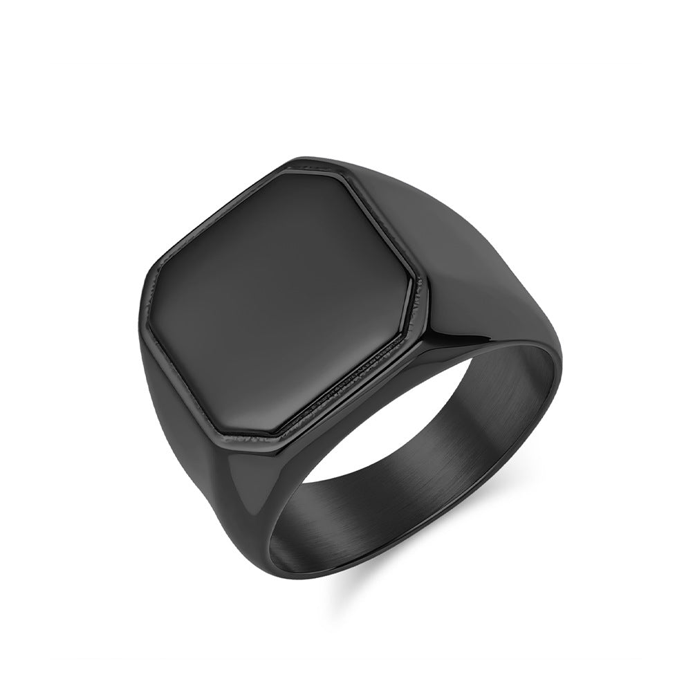 Square seal ooth ring, high-quality men's jewelry