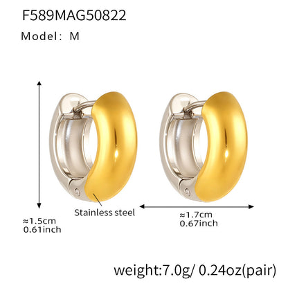 Mili fine-polished plain ring ear loops and ear les, 18k plated women's earrings