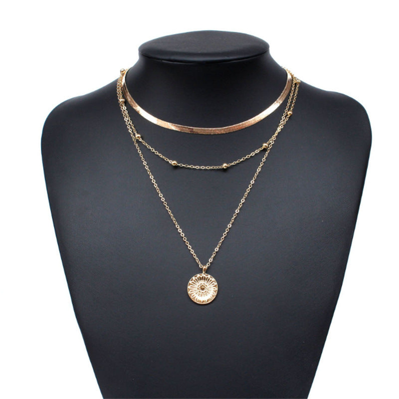 Multi-layer lotus pendant accessory for women's chain decoration