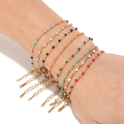 Bohemian Enamel Bead Chain Couple Bracelet