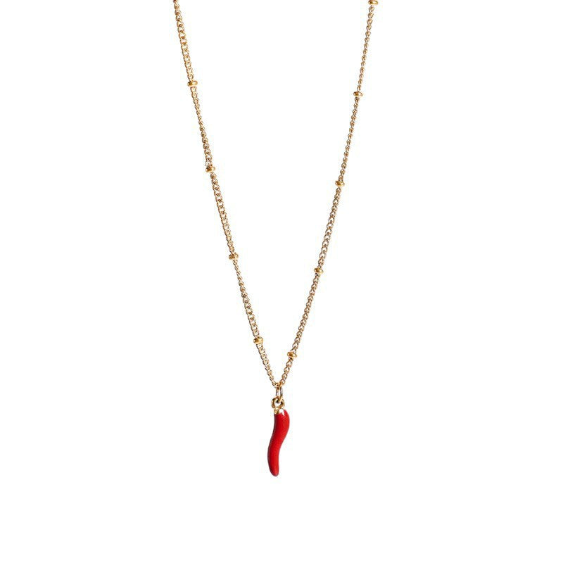 Colorful little chili pepper pendant, a high-end and versatile chain girl