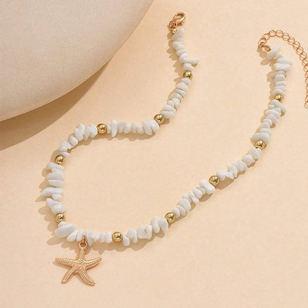 The starfish pendant is designed with an irregular crushed  vacation style chain, which is exquisite
