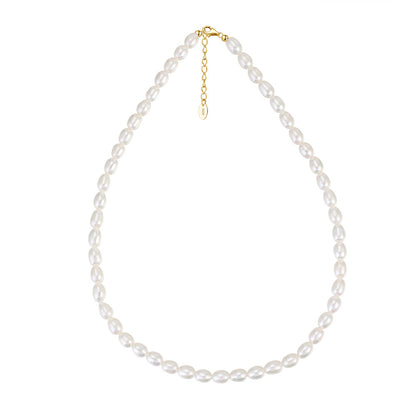 Baroque light rice grain pearl Women's elegance chain 925 silver chain