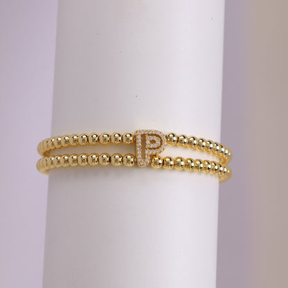 18K Bubble Letter Beaded Bracelet