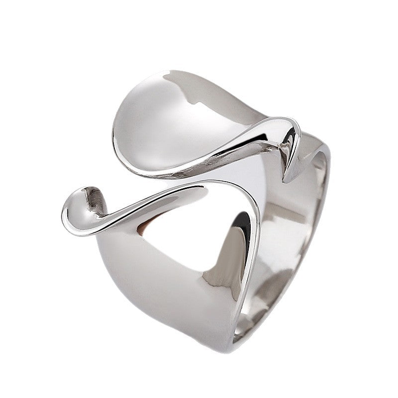 Wave-twisted ring with adjustable opening and ooth surface for female sales