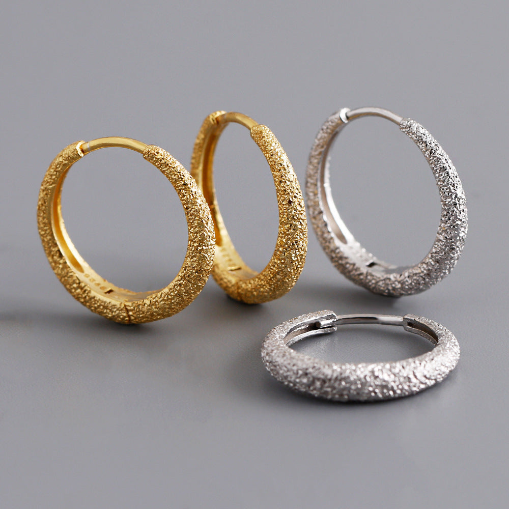 Sparkling sand face cold style S925 earring earrings and earrings for women