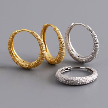 Sparkling sand face cold style S925 earring earrings and earrings for women