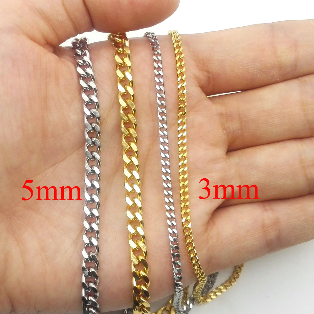 3mm18K ooth Cuban chain