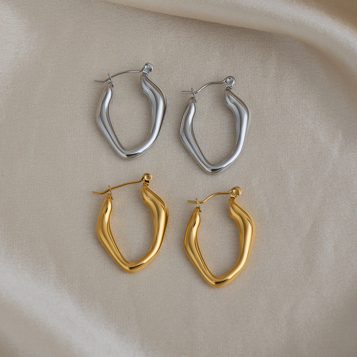 Yiyi high-end irregular ooth ear rings vacuum plated 18K earrings