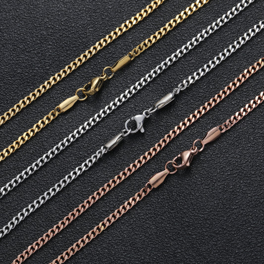 3mm 18K Gold Cuban Chain Necklace