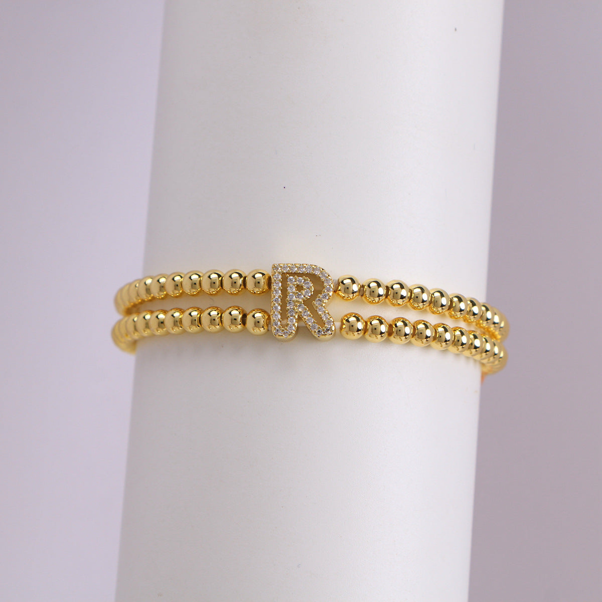 18K Bubble Letter Beaded Bracelet