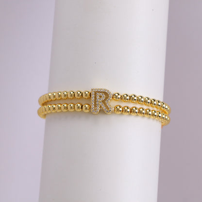 18K Bubble Letter Beaded Bracelet
