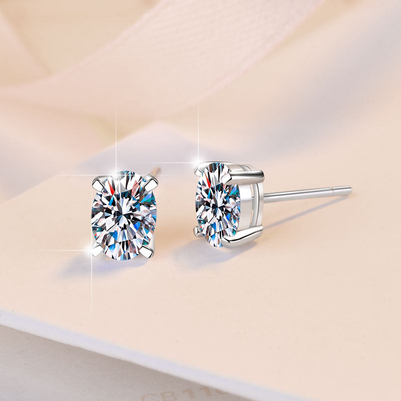 Oval stud earrings for women