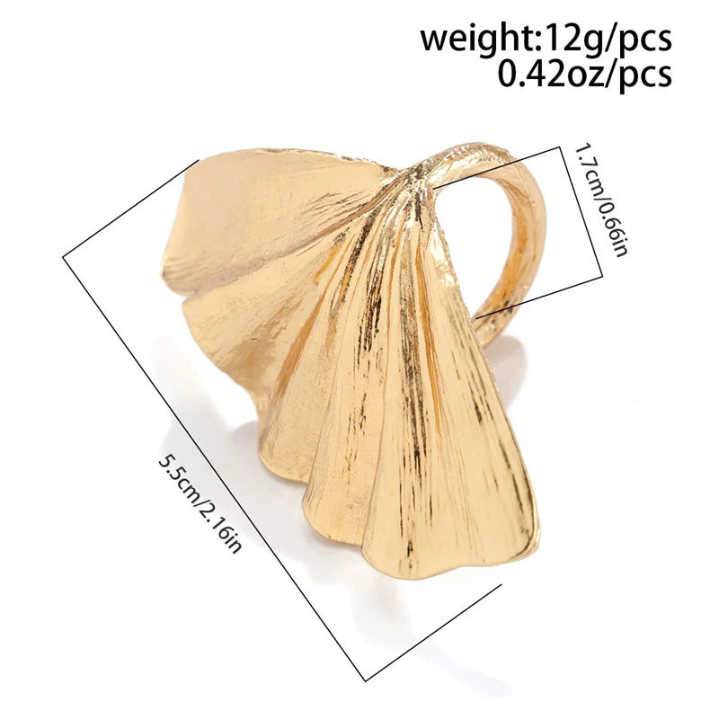 Ginkgo leaf ring for women, a textured leaf ring bracelet