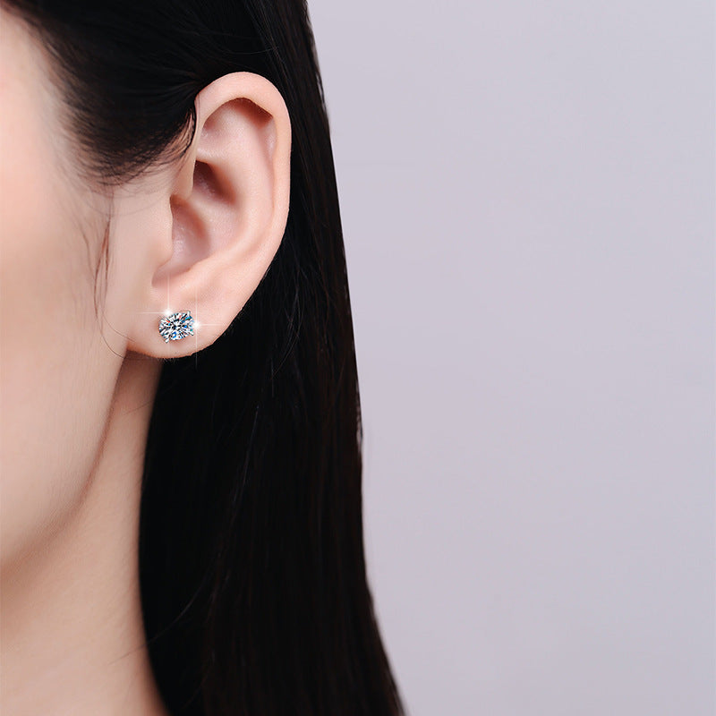 Oval stud earrings for women