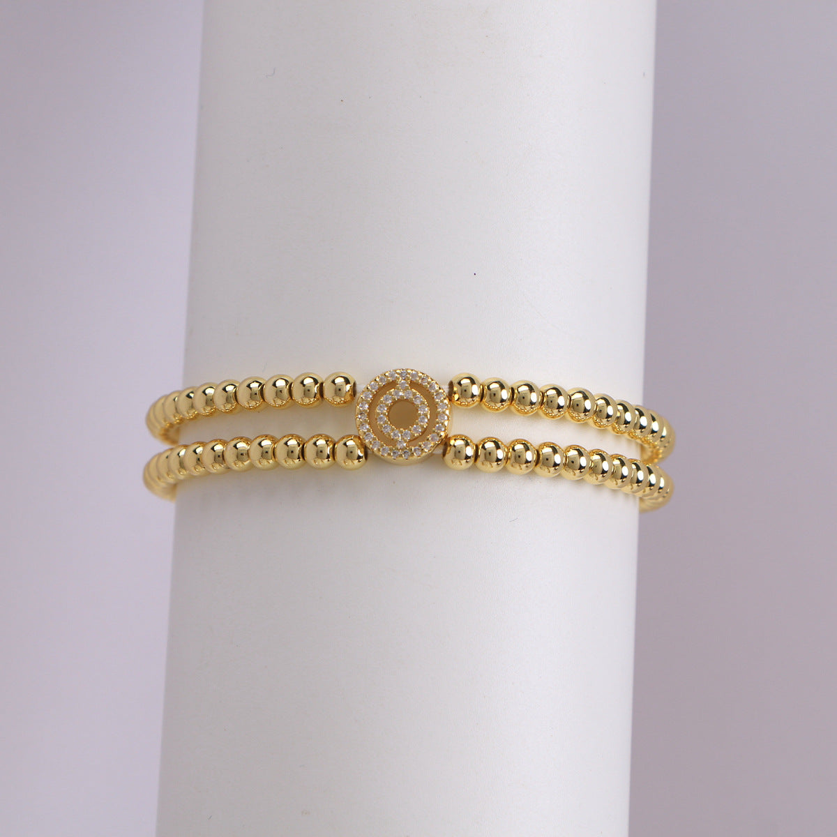 18K Bubble Letter Beaded Bracelet