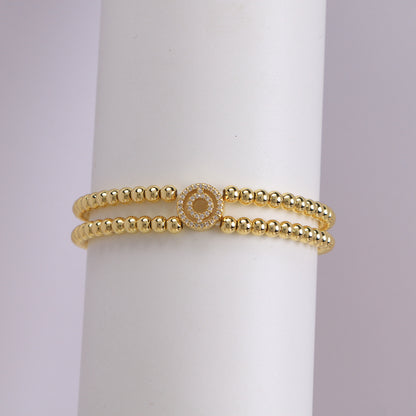 18K Bubble Letter Beaded Bracelet