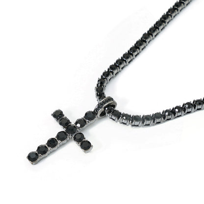 Eco-friendly zinc cross pendant, 4mm single-row chain