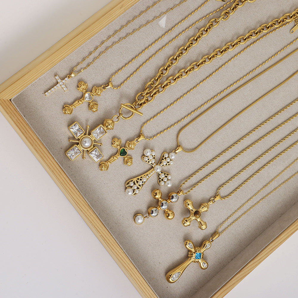 The elegant 18k cross pendant is a high-end jewelry design