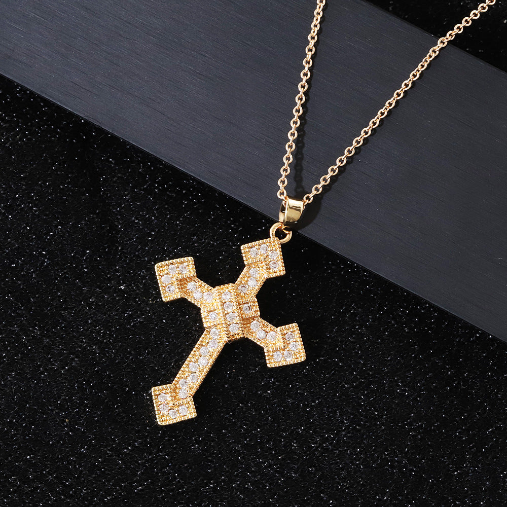 The classic cross pendant is adorned with a super sparkling setting