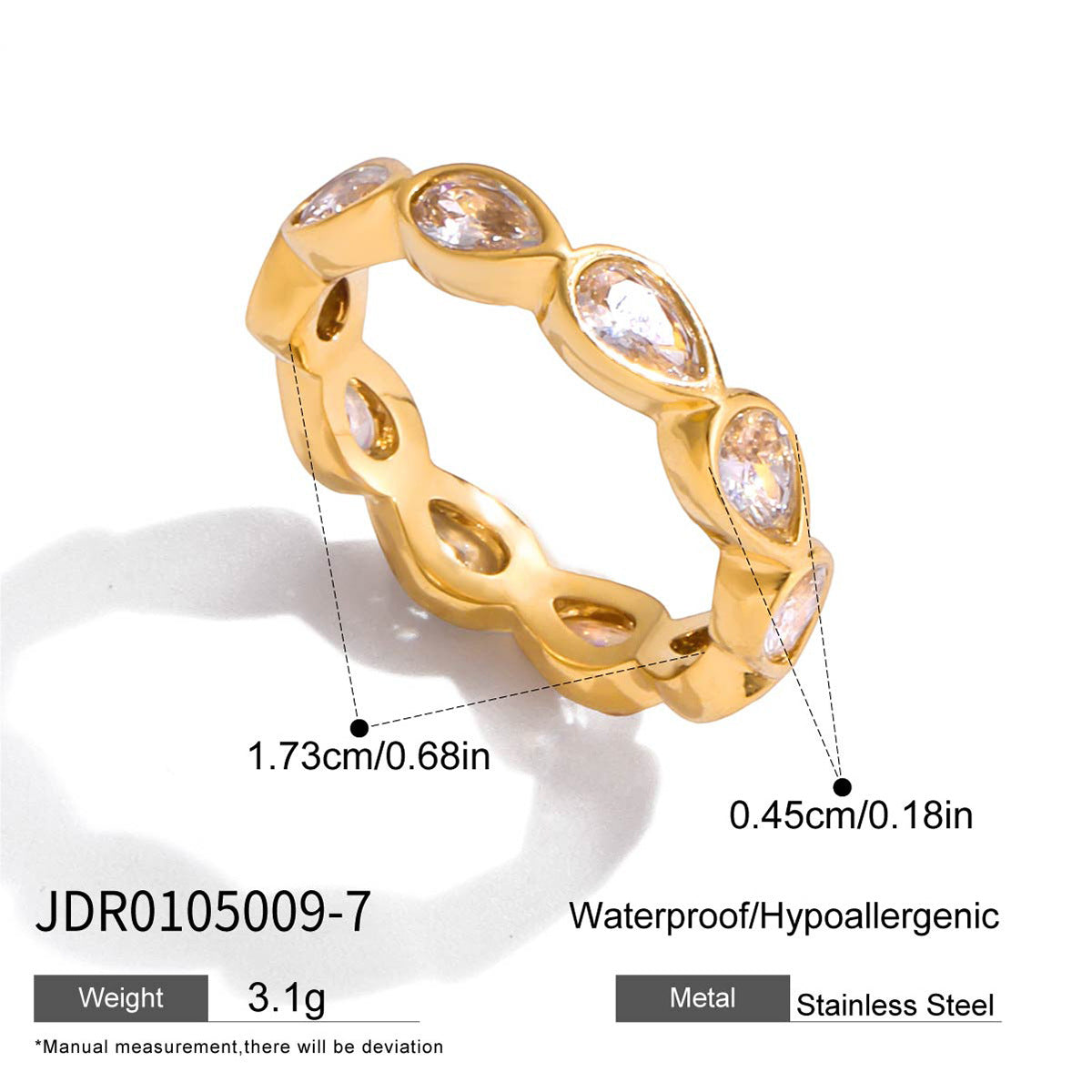 18K Layered Heart-Shaped White Ring