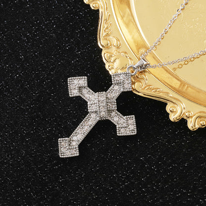 The classic cross pendant is adorned with a super sparkling setting