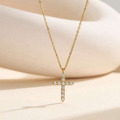 The style of a woman with a large cross chain