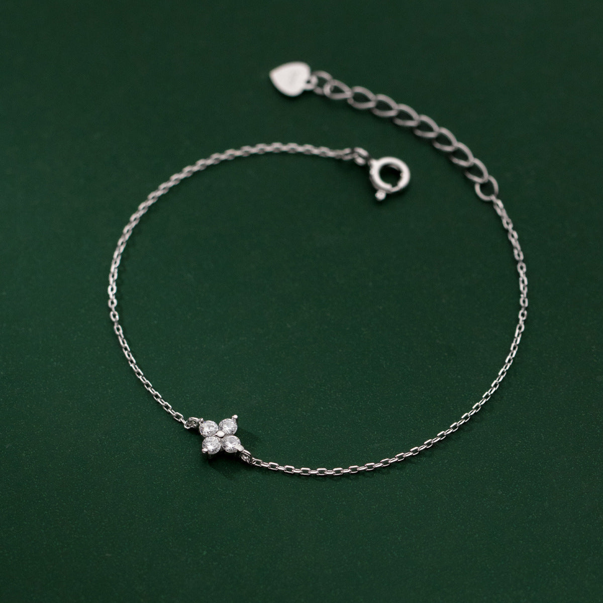 S925 Silver Delicate Floral Charm Bracelet