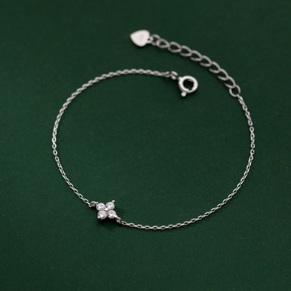 S925 Silver Delicate Floral Charm Bracelet
