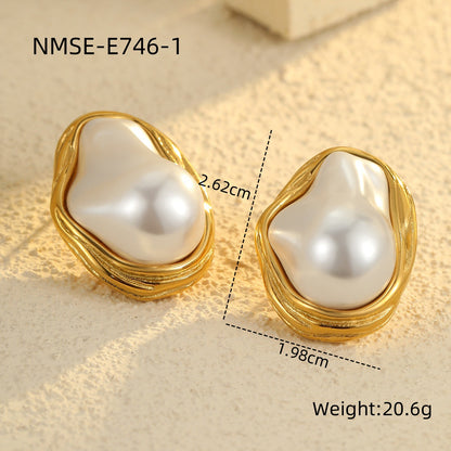 High-end, irregular-shaped Baroque pearl earring chain