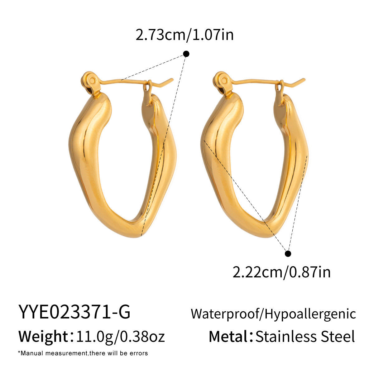 Yiyi high-end irregular ooth ear rings vacuum plated 18K earrings