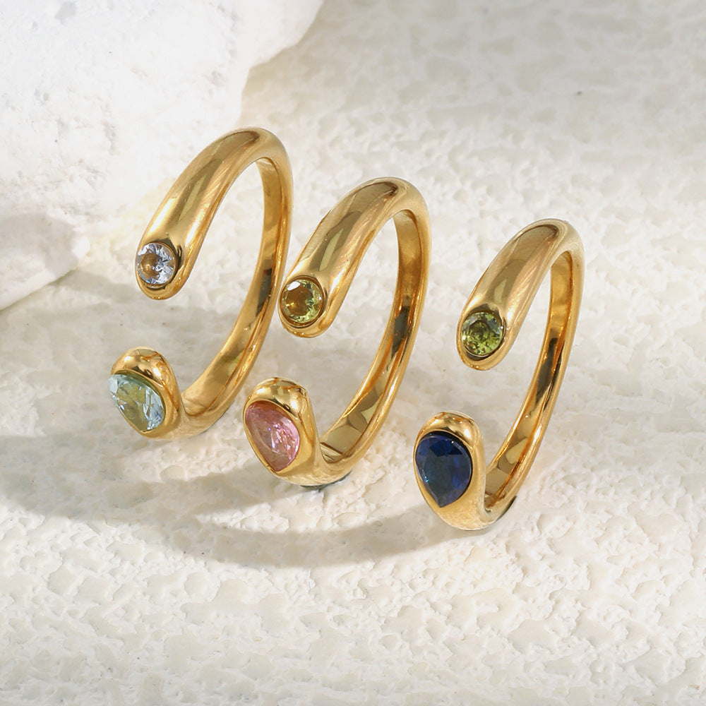 Mengjia jewelry with 18K large and all snake head opening rings plated