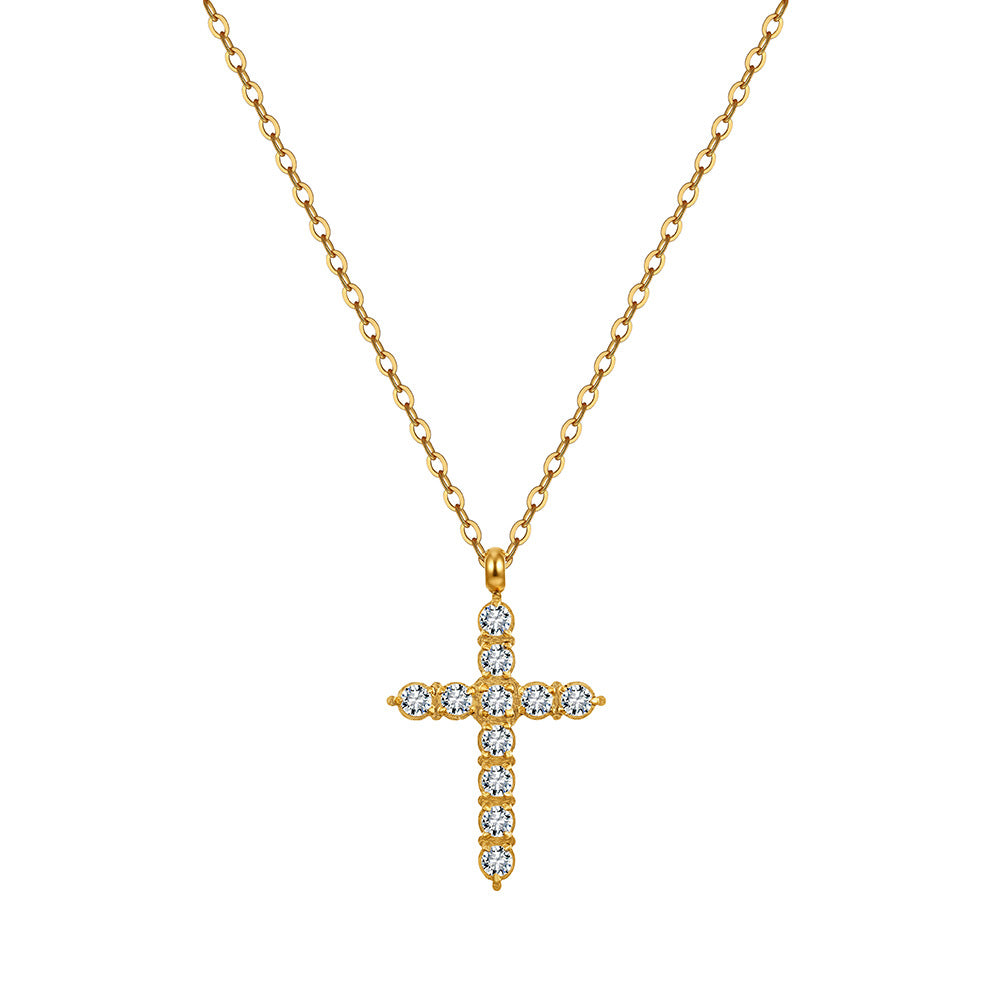 The style of a woman with a large cross chain