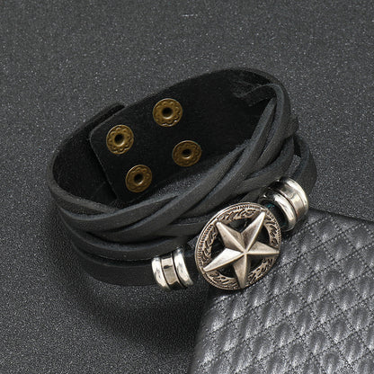 Men's Leather Star Bracelet
