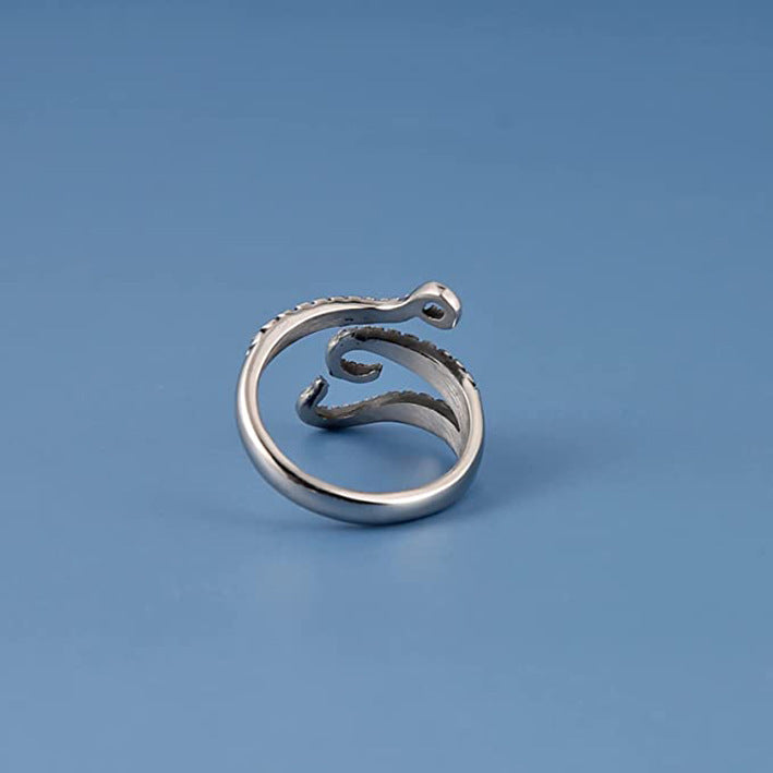 A powerful octopus tentacle open ring, an octopus ring for men's jewelry