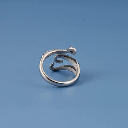 A powerful octopus tentacle open ring, an octopus ring for men's jewelry
